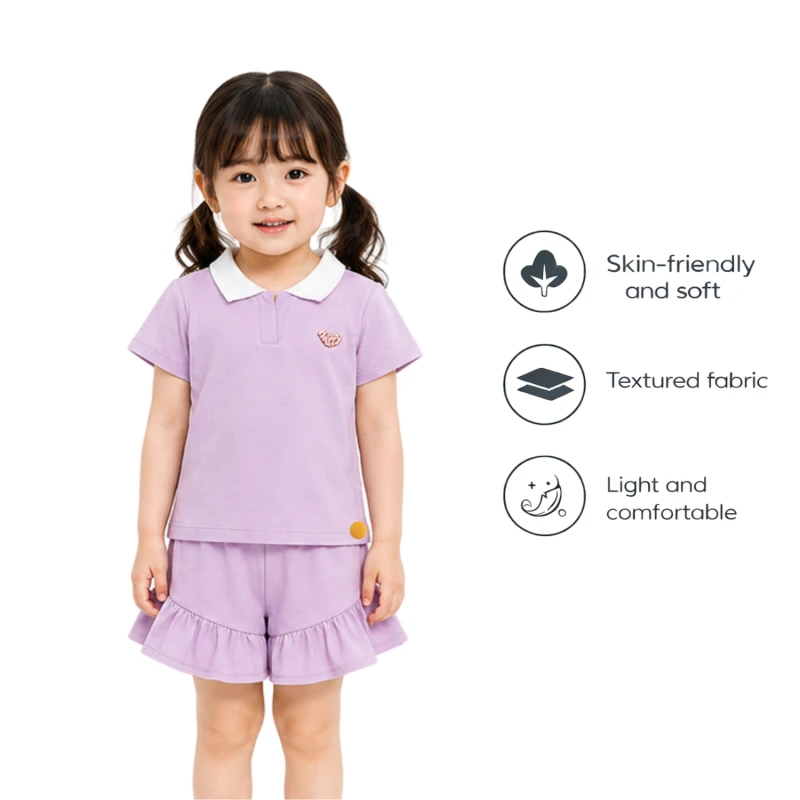 Setelan Anak Perempuan Lilac Motif Happy