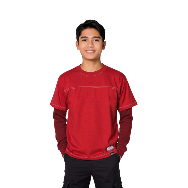 Long Sleeve Waffle Maroon - Merah