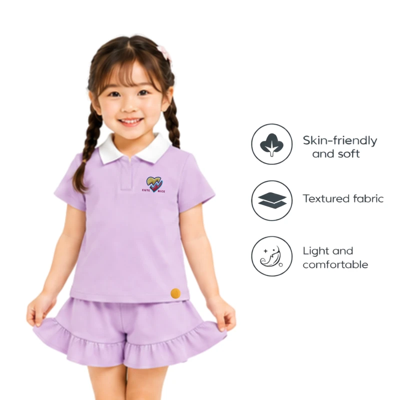 Setelan Anak Perempuan Lilac Motif Cute