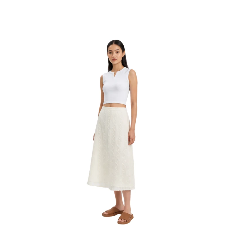 Rok Wanita Lace Cream Elegant Classic