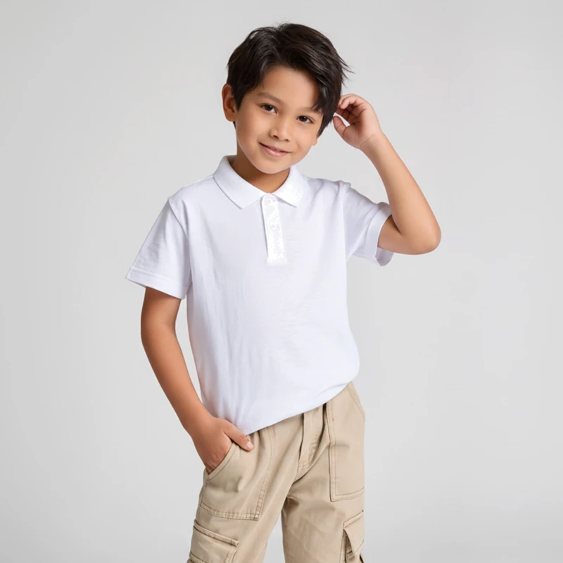 Kaos Polo Pria Putih Lengan Pendek