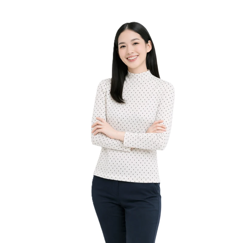 Mockneck Top Wanita Clean Polkadot