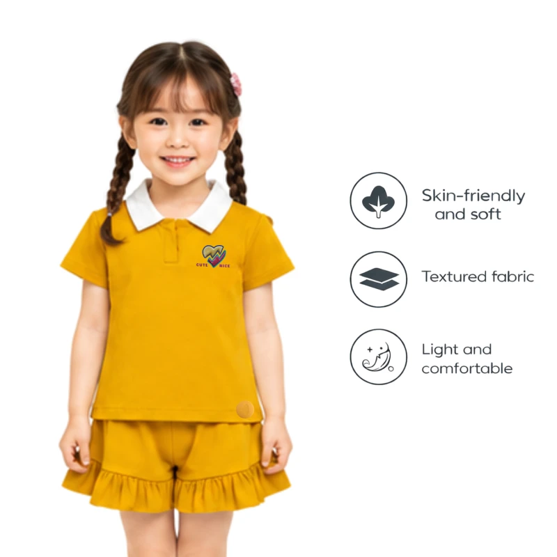 Setelan Anak Perempuan Yellow Motif Cute
