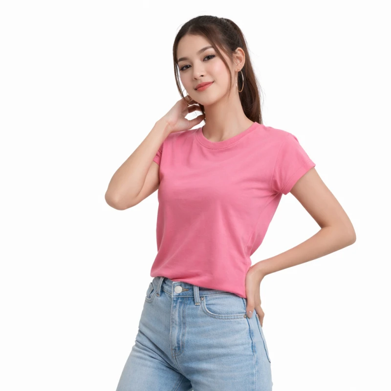 Atasan Wanita O-Neck Soft Pink