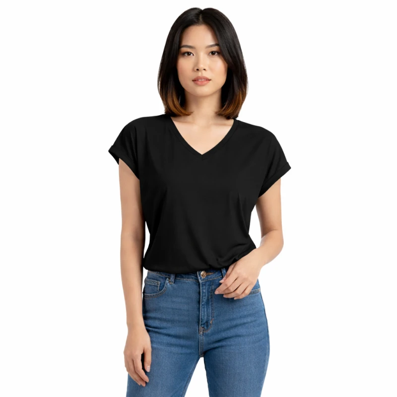 Atasan Wanita V-Neck Hitam