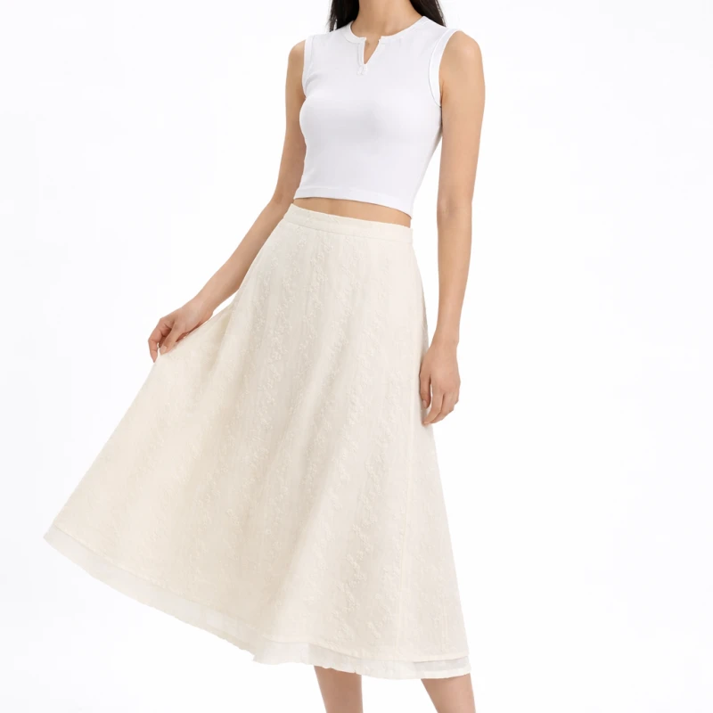 Rok Wanita Lace Cream Elegant Classic